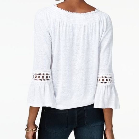 INC White Linen Peasant Top - Picture 3 of 3